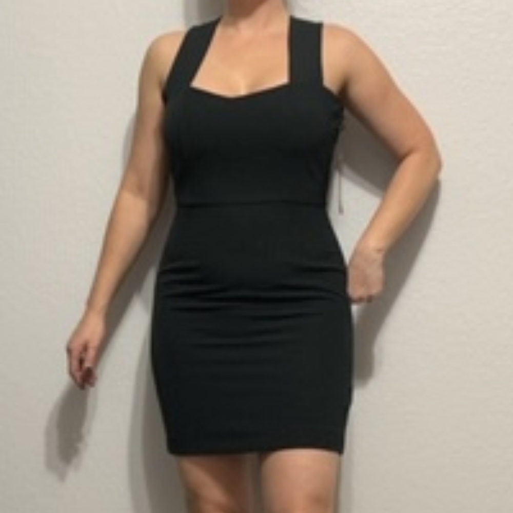 Zara Basic Black Zipper Back Mini Dress - M